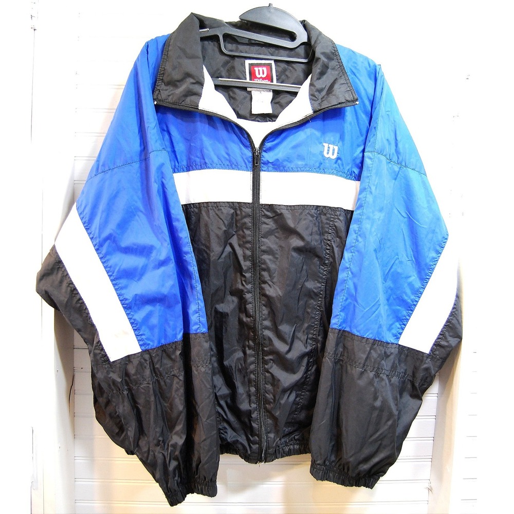 Vintage Wilson Jacket Large Men's Blue Color-block Cotton Lined Nylon Outer 90s